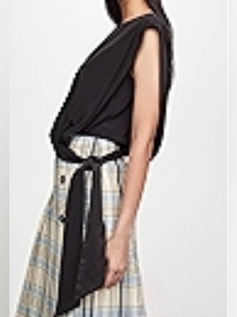 NWOT Victoria Beckham Gathered Bibb Top with unique satin overlay.